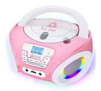KLIM Candy Reproductor de CD para niños - Nuevo - Radio FM y baterías Incluidas - Radio CD con Altavoces, USB, AUX - El Regalo Ideal para niños y niñas - Rosa