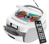 KLIM CD Player - Reproductor Cassette, Am/FM Radio CD y Bluetooth, Control Remoto, Radio Cassette con CD-R y Grabación en Cinta, USB, AUX, Reproductor CD-R con Sonido Estéreo - Blanco