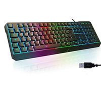KLIM Chroma AZERTY FR Teclado Gamer - Nuevo - USB Silencioso - Teclado con Cable Retroiluminado LED - PC Gaming PS4 PS5 Mac - Negro (Reacondicionado)