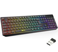KLIM Chroma Teclado Inalámbrico Gaming en Italia Wireless - Alto Desempeño - Retroiluminación a Color Estilo Gaming - Teclado para Juegos PC PS4 [ Nueva Versión]