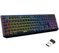KLIM Chroma Wireless - Teclado inalámbrico Gaming - Nuevo - Teclado Gaming Ligero, Duradero, resiste al Agua, ergonómico, silencioso - Teclado Gamer PC PS4 PS5 Xbox One Mac - Negro