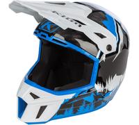 Klim F3 Carbon DNA Casco de moto de nieve, Negro/Blanco/Azul, Talla M (56/57)