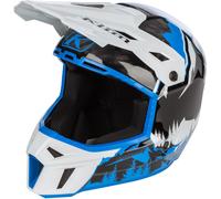 Klim F3 Carbon DNA Casco de moto de nieve, negro-blanco-azul, tamaño 2XL para Hombres