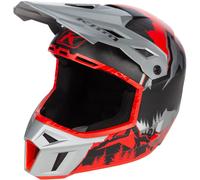 Klim F3 Carbon DNA Casco de moto de nieve, negro-gris-rojo, tamaño L para Hombres