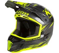 Klim F3 Carbon Pro Thrashed Hi-Vis Casco de moto de nieve, negro-amarillo, tamaño L para Hombres