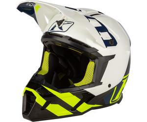 Klim F5 Koroyd Ascent Carbon Casco de Motocross, azul-amarillo, tamaño M para Hombres