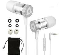 KLIM Fusion - Auriculares con micrófono para móvil - Nuevo - Garantía 5 años - Innovadora Espuma de Memoria - Jack 3,5 mm - Compatibles con Smartphone, Tablet, Consola, PC - Blanco