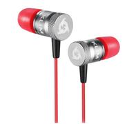 KLIM Fusion - Auriculares con micrófono para móvil + Garantía 5 años + Innovadora Espuma de Memoria + Jack 3,5 mm + Compatibles con Smartphone, Tablet, Consola, PC - Nueva Versión - Rojo