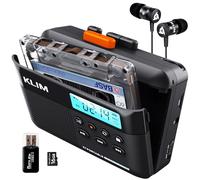 KLIM K7 Reproductor Cassette - Conversor de Cassette a MP3 - Player Portátil con Micrófono y Altavoz Integrados - Batería Recargable - Auriculares - Tarjeta SD 16 GB - Negro-Naranja