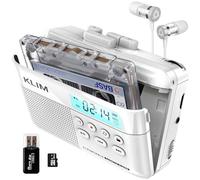 KLIM K7 Reproductor Cassette - Conversor de Cassette a MP3 - Player Portátil con Micrófono y Altavoz Integrados - Batería Recargable - Auriculares - Tarjeta SD 16 GB - Blanco