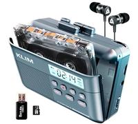 KLIM K7 Reproductor Cassette - Conversor de Cassette a MP3 - Player Portátil con Micrófono y Altavoz Integrados - Batería Recargable - Auriculares - Tarjeta SD 16 GB - Azul