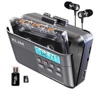 KLIM K7 Reproductor Cassette - Conversor de Cassette a MP3 - Player Portátil con Micrófono y Altavoz Integrados - Batería Recargable - Auriculares - Tarjeta SD 16 GB - Ceniza