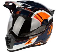 Klim Krios Pro Rally ECE/DOT Carbon Casco de Enduro, blanco-azul-naranja, tamaño S para Hombres