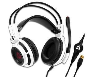 KLIM Puma - Cascos Auriculares Gaming con micrófono - Sonido Envolvente 7.1 - Cascos PS5 Audio - Vibración integrada - Blancos - Ideales para Jugar en PC, PS4, PS5 - Nueva Versión