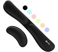 KLIM - Reposamuñecas Teclado + Reposamuñecas Raton - Espuma con Memoria de Gel Suave - Reposa Muñecas para Teclado + Almohadilla Raton Reposamuñecas para Gaming y Oficina - Alivio del dolor - Negro