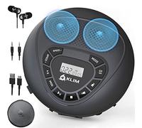 KLIM Speaker - Reproductor de CD portátil con Altavoces - Nuevo - con batería recarable - Discman CD portatil - Auriculares - Lector de Tarjetas SD/TF, AUX, Ideal para el Coche