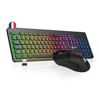 KLIM Tandem - Kit Teclado y Ratón Inalámbrico FRENCH LAYOUT + Teclado y ratón gaming Ligero, Duradero, Ergonómico + Batería de larga duración + Retroiluminado para PC Mac PS4 Xbox One + Nuevo 2023