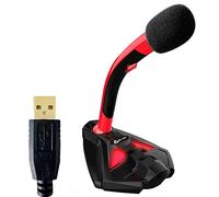 KLIM Voice Micrófono USB con Base para Ordenador - Micro de Escritorio, Micrófono para Jugadores - Nueva Versión - Rojo y Negro