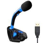 KLIM™ Voice Micrófono USB con Base para Ordenador - Micro de Escritorio, Micrófono para Jugadores - Azul y Negro - Nueva Versión