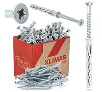 Klimas® Juego de 50 tacos para marco, 8 mm de diámetro x 80 mm, con tornillos de cabeza avellanada PZ-3, juego de tornillos para hormigón, hormigón poroso, tornillos de acero inoxidable, para
