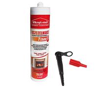 KLIMAS - Masilla resistente a altas temperaturas de 1500°C, 310 ml, silicona resistente al calor para tubos de horno, adhesivo resistente al fuego, negro, sellador de alta temperatura para chimenea