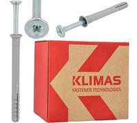 Klimas - Tacos de impacto de montaje rápido con cuello y tornillos de cabeza avellanada, 8,0 x 50 mm, 100 unidades, para hormigón celular, tacos de clavos, anclajes de plástico