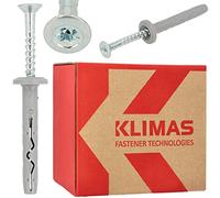 KLIMAS Tapones de montaje rápido con tornillos avellanados 6,0 x 40 mm 200 unidades | Tapones de clavos para hormigón celular tacos de impacto de plástico clavos de mango largo