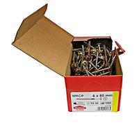 Klimas Tornillos para madera - tornillos de cabeza -Tornillos multiusos - cabeza de plato torx- para construcción de tejado - Pornillos autorroscantes - Screw - 6x80 mm -100 uds. WKCP