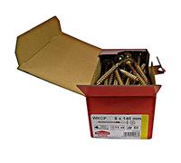 Klimas Tornillos para madera - tornillos de cabeza -Tornillos multiusos - cabeza de plato torx- para construcción de tejado - amarillo - 8x140 mm 50 uds.