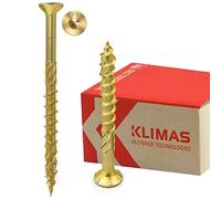 KLIMAS Vis à bois bichromatée - tête fraisée - filetage partiel - empreinte torx - pointe anti-fendage 6 x 90 - Boîte de 100 - Vis, pointes, boulons