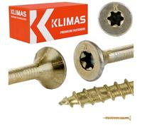KLIMAS Vis à bois bichromatée - tête fraisée - filetage partiel - empreinte torx - pointe anti-fendage 8 x 80 - Boîte de 50 - Vis, pointes, boulons