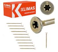 KLIMAS Vis à bois bichromatée - tête fraisée - filetage partiel - empreinte torx - pointe anti-fendage 8 x 80 - Boîte de 50 - Vis, pointes, boulons