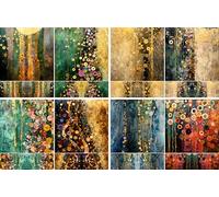 Klimt - Papel de arroz abstracto, 29 x 29 cm (2 hojas), 8 diseños para collage, medios mixtos, tarjetas y manualidades, decoupage CRAFT KREATIVELY