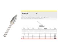 Klingspor 296086 Fresas de Metal Duro, HF 100 G, Dentado 6, 6 mm Diámetro del Vástago, 12.7 x 25 x 70 mm