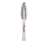 Klingspor 297074 Fresas de Metal Duro, HF 100 H, 6 Dentado, 6 mm Diámetro del Vástago, 9.6 mm x 19 mm x 65 mm