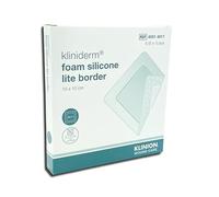 Kliniderm Foam Silicone Lite Border, Apósito cuadrado de espuma de silicona, 10x10 cm, 5-pack