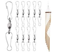 KLINNA 10 ganchos giratorios de acero inoxidable con doble clip, gancho giratorio de 360° para carillones de viento y spinner, ganchos giratorios de doble clip inoxidables para colgar macetas