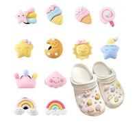 KLINNA 12 piezas de abalorios para zapatos Crocs, joyas para zapatos, bonitas estrellas y luna, accesorios de PVC como regalo para niñas, mujeres y niños