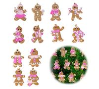 KLINNA 12 piezas de muñeco de pan de jengibre para árbol de Navidad, tradicional hombre de jengibre como figuras inastillables para colgar, dulces adornos colgantes para árbol de Navidad y decoración