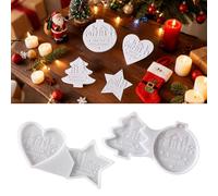 KLINNA 2 piezas moldes de silicona moldes de fundición Navidad, moldes de yeso para fundición para colgantes festivos con árbol de Navidad y estrella, decoración DIY reutilizable para resina epoxi y