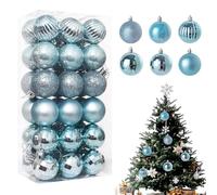 KLINNA 36 piezas de decoración navideña para el árbol de Navidad - Bolas de Navidad de plástico | Set de adornos de 4 cm en mate y brillante, bolas de Navidad irrompibles (Azul claro)