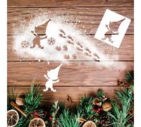 KLINNA 6 piezas de plantillas de duendes para Navidad | Plantillas de dibujo como accesorio para puerta de duende con copo de nieve y huellas de pies | Plantillas de pintura reutilizables de plástico