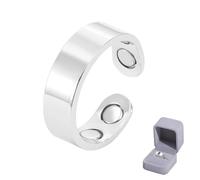 KLINNA Anillo de acupresión para Mujer y Hombre - Joyería de Cobre, Ajustable - Acompañamiento Suave en Cada Etapa de la Vida - Elegante Anillo de Masaje (Plata)