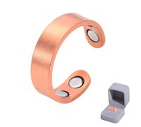 KLINNA Anillo de masaje de acupresión para mujer y hombre - Elegante anillo de cobre, tamaño ajustable - Su compañero con estilo para el bienestar y el equilibrio - Incluye caja de regalo (Cobre rojo)