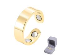 KLINNA Anillo de Masaje de acupresión para Mujer y Hombre - Elegante Anillo de Cobre, tamaño Ajustable - Su compañero Elegante para el Bienestar y el Equilibrio - Incluye Caja de Regalo (Oro)