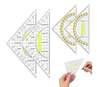 KLINNA Juego de 4 escuadras graduadas con mango, set de escuadras flexibles de plástico, escuadra grande de 22,5 cm y escuadra de dibujo pequeña de 16 cm, para escuela, oficina, dibujo, cartografía