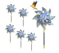 KLINNA Juego de 6 molinillos antipájaros y antipalomas para balcón, molinos de viento reflectantes contra palomas, molinos de viento coloridos para jardín, huerto (plata)