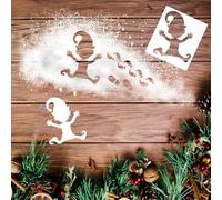 KLINNA Juego de 6 plantillas de Navidad, plantillas de pintura para accesorios de puerta de duendecillo, con huellas de pies y huellas de manos, plástico reutilizable para ventanas y decoración DIY