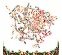 KLINNA Mini bastones de caramelo para decoración navideña, 100 unidades en 3 estilos, colgantes de Navidad de arcilla polimérica para proyectos de manualidades, ideales para árbol de Navidad
