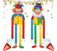 KLINNA Pack de 2 Banners de Payaso Decoración de Carnaval, Decoración de Circo Colgante para Puerta y Pared, Payaso de Papel Colorido para Fiestas de Cumpleaños, Carnaval y Ventanas Interiores